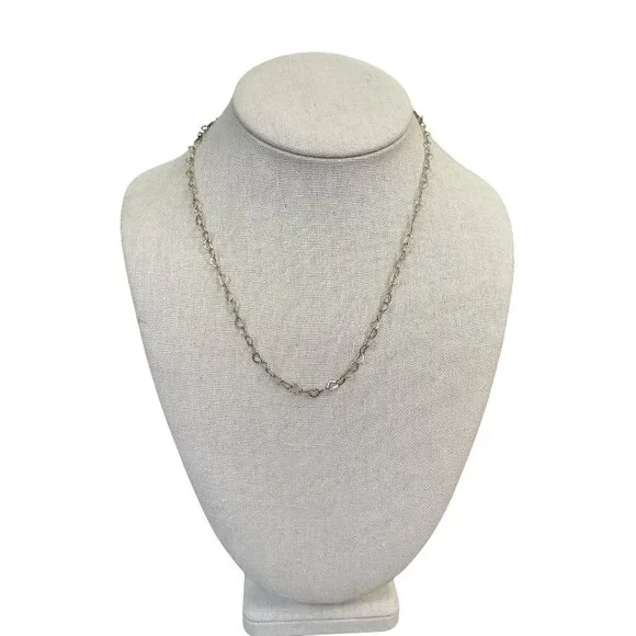 Sterling Silver 925 Dainty Heart Chain Necklace 2.9g 17" Length Made In Italy - Picture 5 of 6